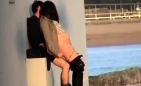 Horny Amateur Brunette Has Sex With Her Boyfriend Outside