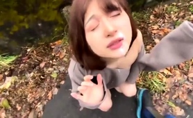 Beautiful Oriental Babe Takes A Hot Facial In The Outdoors 