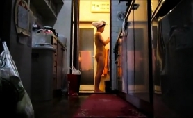 Slim Oriental Babe Getting Out Of The Shower On Hidden Cam