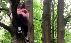 Voluptuous Brunette Showing Off Her Huge Tits In The Woods
