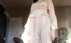 Sexy Slender Brunette Crossdresser Puts On A Fabulous Show