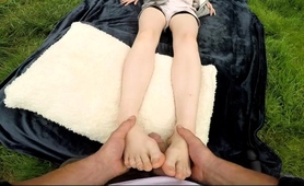 Nerdy Teen Practicing Footjob Skills On Stepdad's Cock