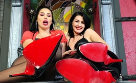 foot-fetish-femdom-brunette-milfs-posing-in-high-heels