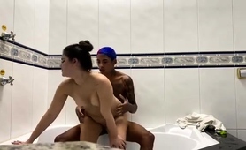 Cheating Wife Taking On Big Black Cock In The Bathroom