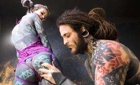 alt-dominatrix-pegging-tattooed-worker