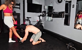 Merciless ballbusting punishment for pitiful foot slave