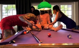 Cock and balls punishment for pitiful slave in group session