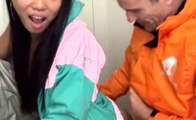 Beautiful Asian Girl Fucked Doggystyle By Delivery Guy