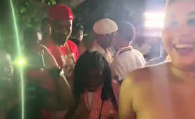 Curvy Ebony Babe Takes On A Gang Of Black Cocks In Public